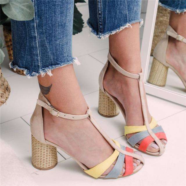 Colored Strap Line Heels
