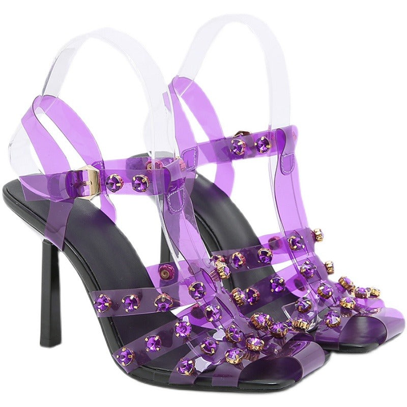 Women's Rhinestone Transparent Crystal Sandals