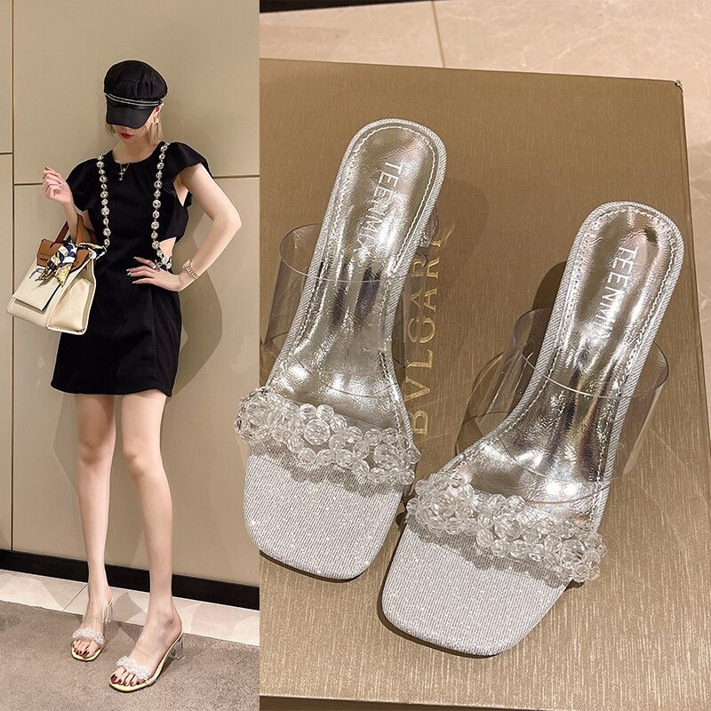 Summer Women's Slippers Thin High Heels