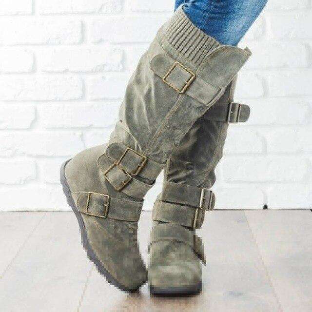 Multi Buckle High Casual Boots