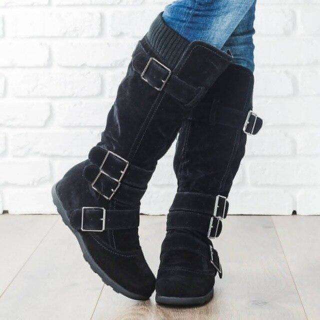 Multi Buckle High Casual Boots