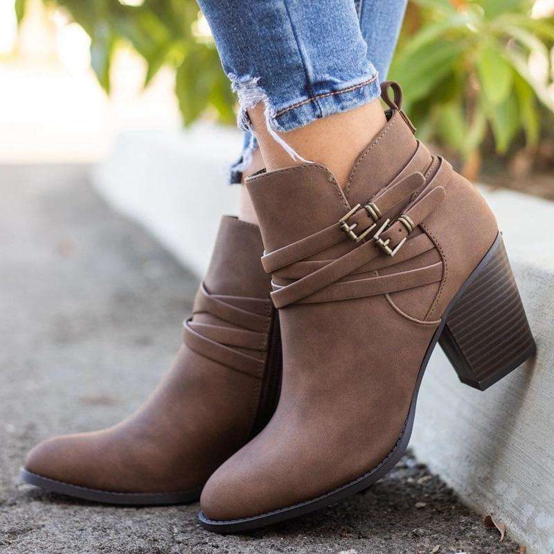 Vintage Strappy Mini Buckle Boots