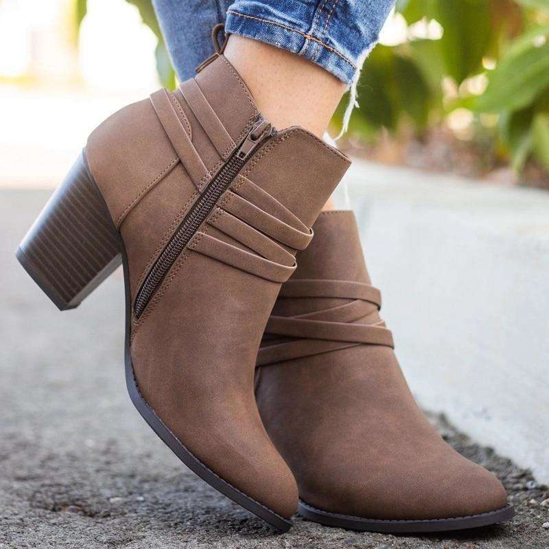 Vintage Strappy Mini Buckle Boots