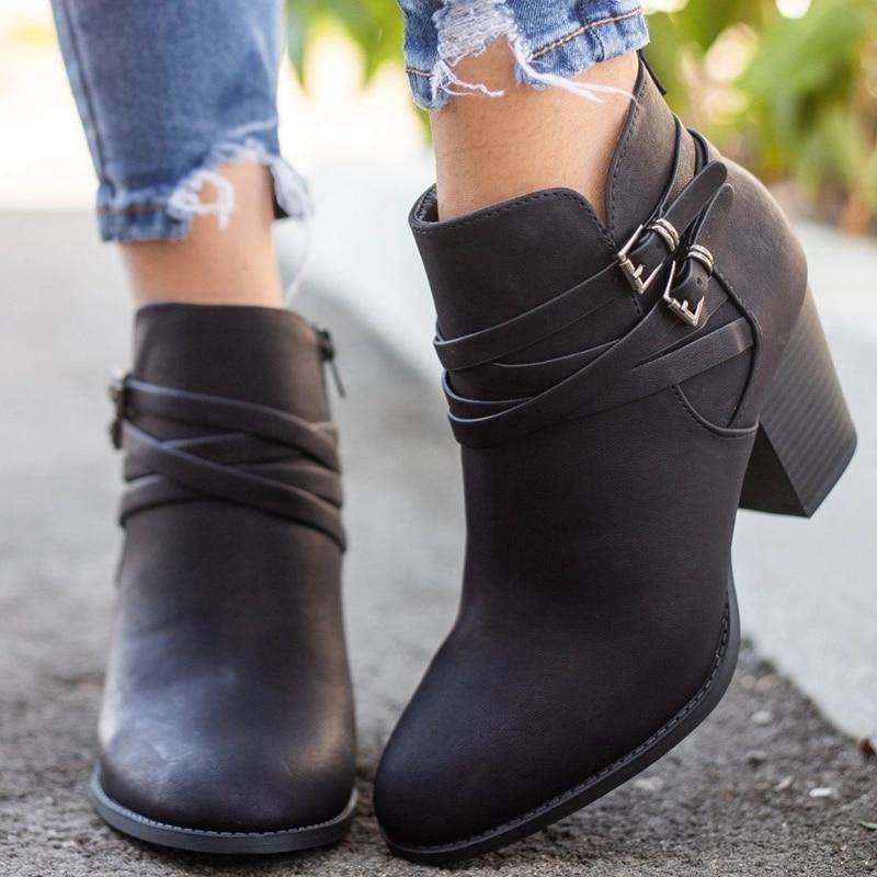 Vintage Strappy Mini Buckle Boots