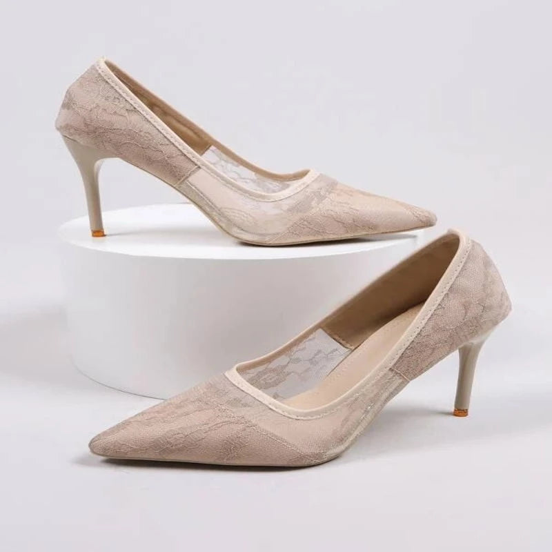 Satin Silk Weave Women Pumps High Heels