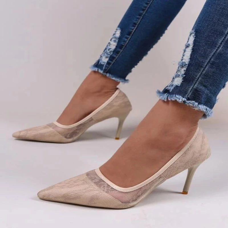 Satin Silk Weave Women Pumps High Heels