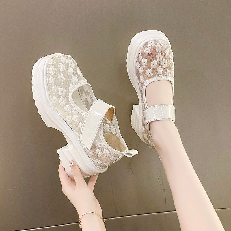 Lace Floral Calf Shoes