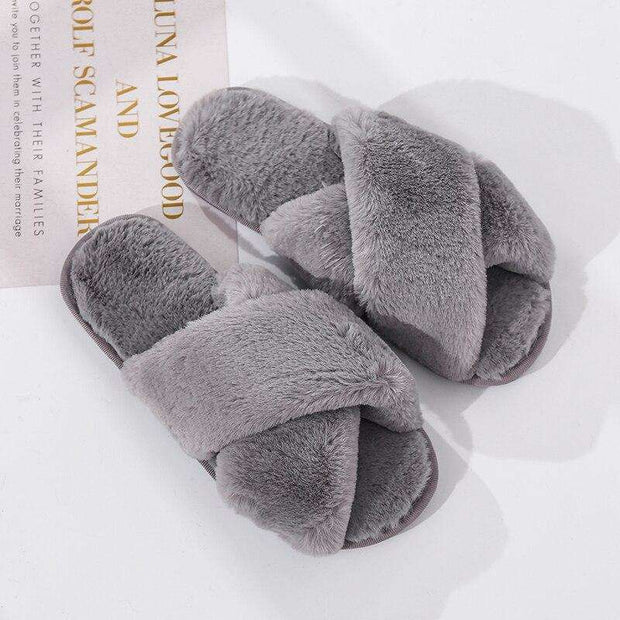 Non Slip Indoor Shoes Velvet Plush House Slippers For Women