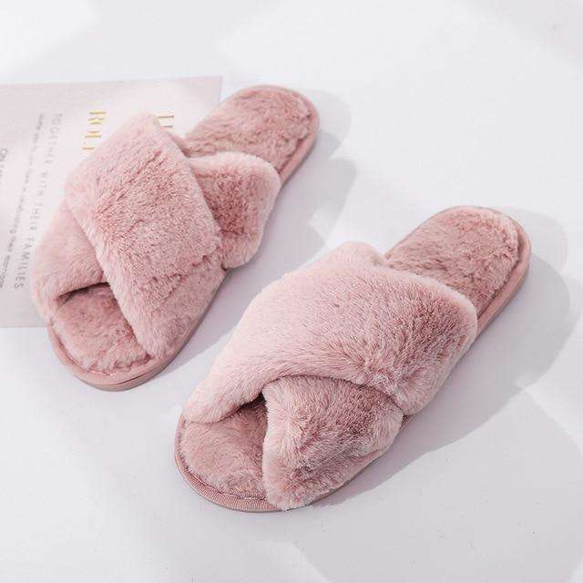 Non Slip Indoor Shoes Velvet Plush House Slippers For Women