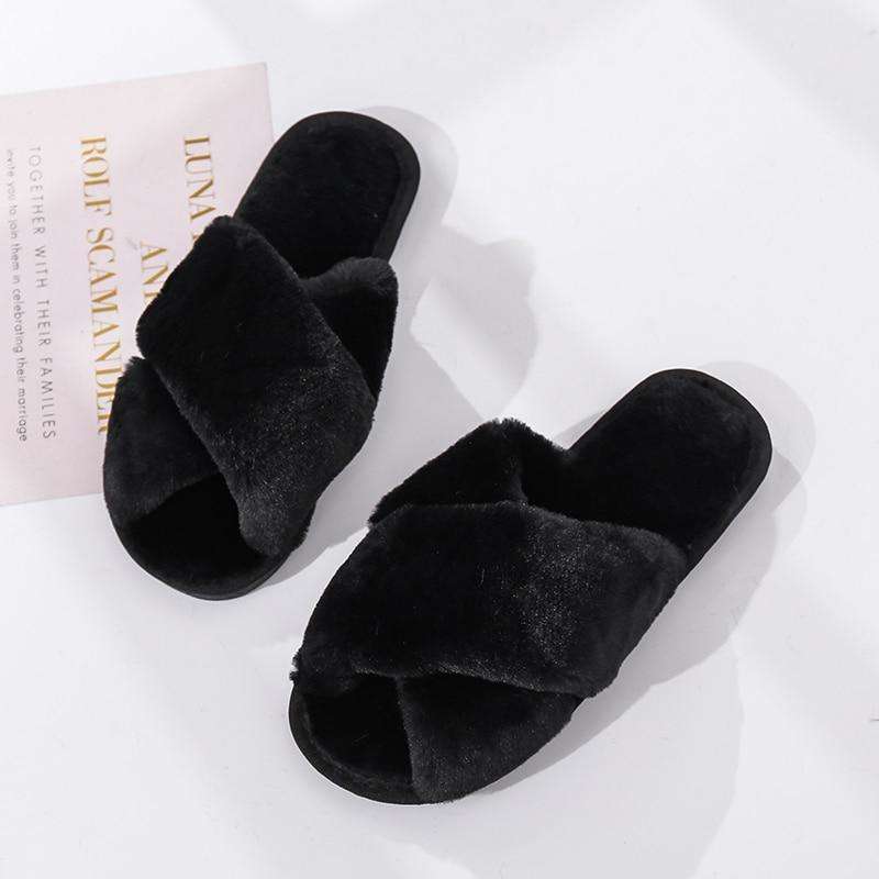 Non Slip Indoor Shoes Velvet Plush House Slippers For Women