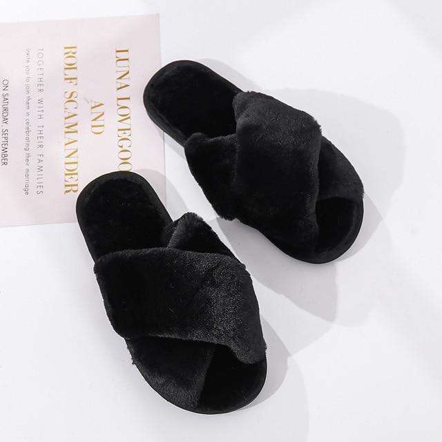 Non Slip Indoor Shoes Velvet Plush House Slippers For Women