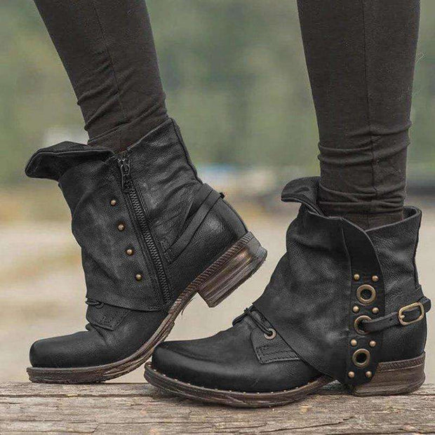 Zipper Low Heel Boots For Autumn