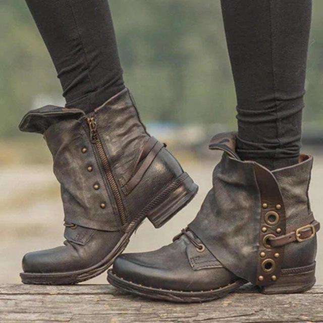 Zipper Low Heel Boots For Autumn