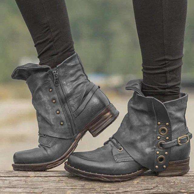 Zipper Low Heel Boots For Autumn