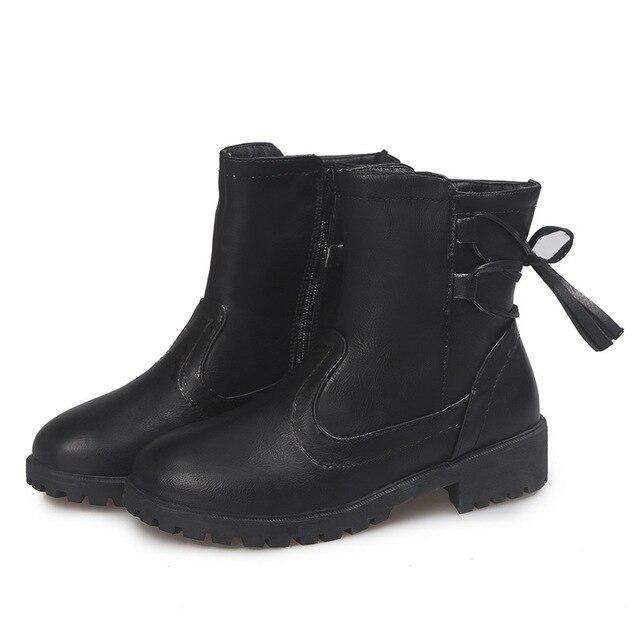 Slip On Classic Thick Heel Leather Boots