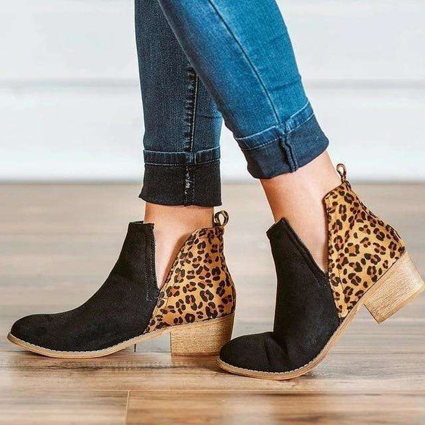 Suede Leather Patchwork Woman Boots