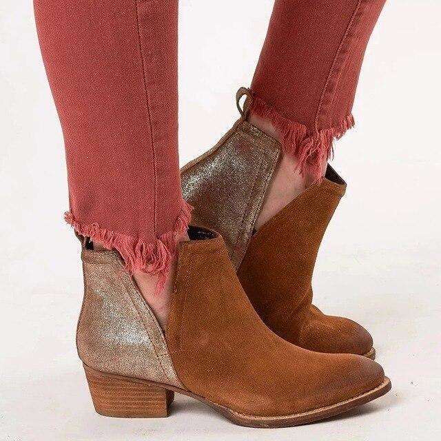 Suede Leather Patchwork Woman Boots