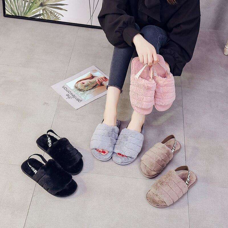 Women Fur Home Slippers