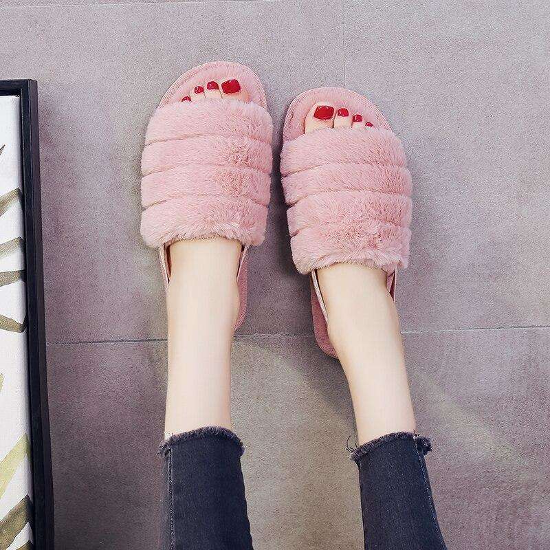 Women Fur Home Slippers