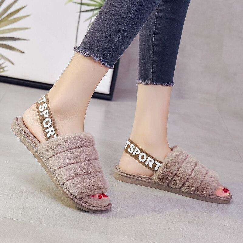 Women Fur Home Slippers