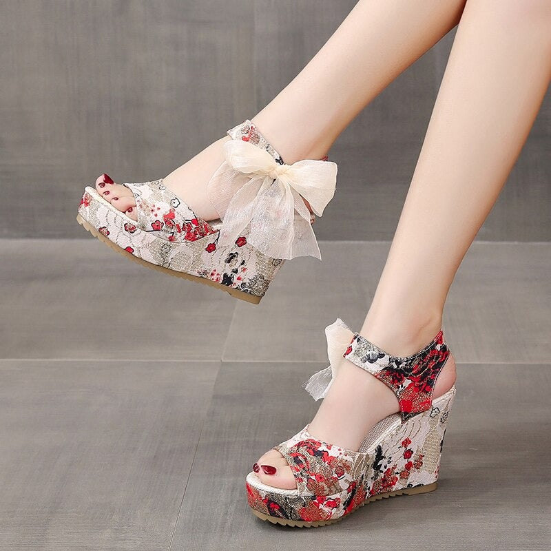 Women Sandals Dot Bowknot Design