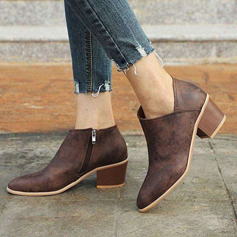 Suede Mid Heel Ankle Spring Boots