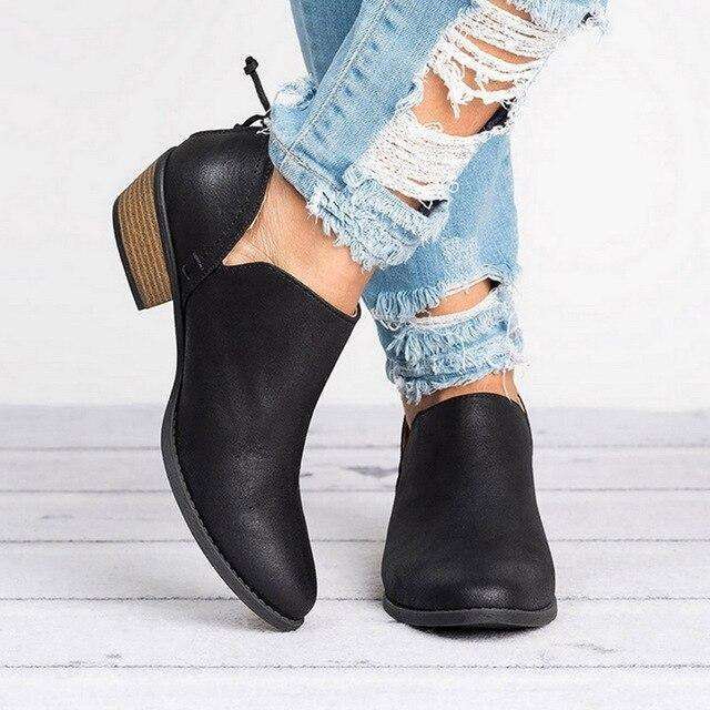 Suede Mid Heel Ankle Spring Boots