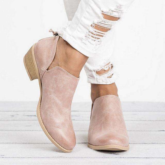 Suede Mid Heel Ankle Spring Boots