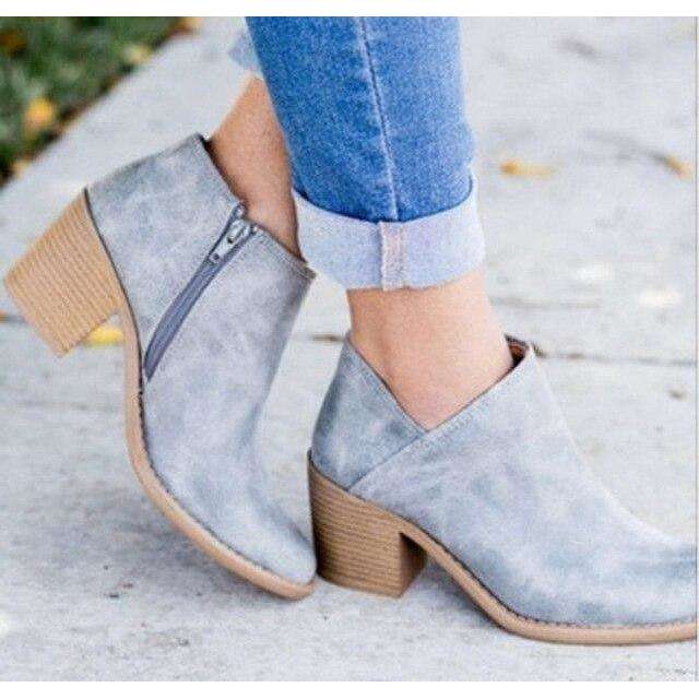 Suede Mid Heel Ankle Spring Boots