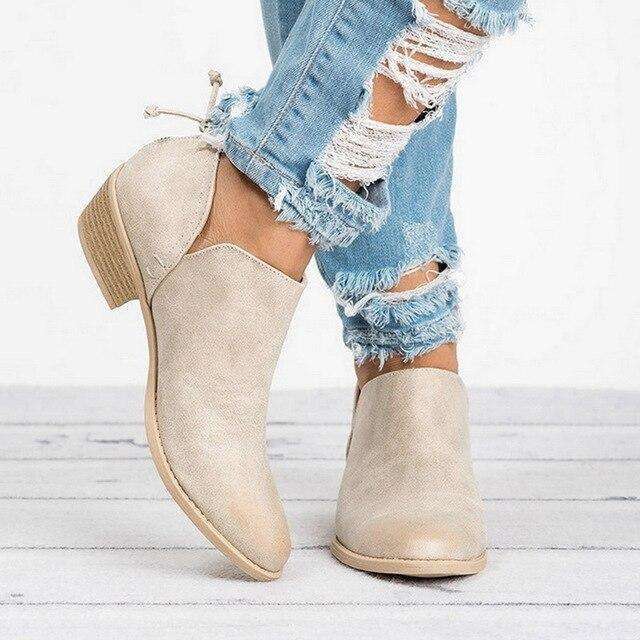 Suede Mid Heel Ankle Spring Boots