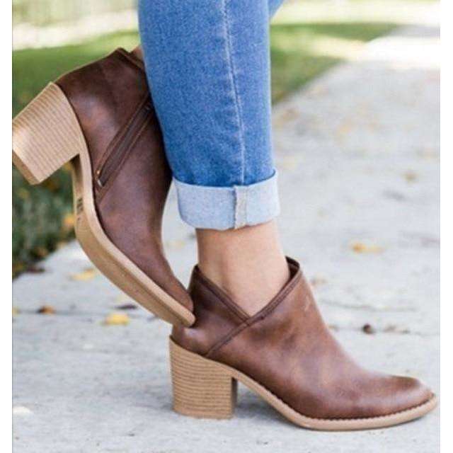 Suede Mid Heel Ankle Spring Boots