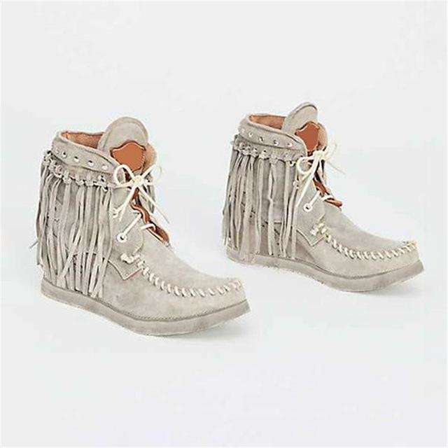 Women British Style Frosted Tassel Boots