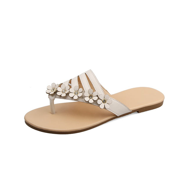 Women Summer Pearl Detailed Flip Flops