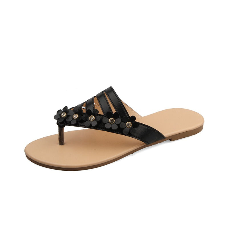 Women Summer Pearl Detailed Flip Flops