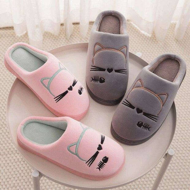 Cat Face Non-slip House Slippers