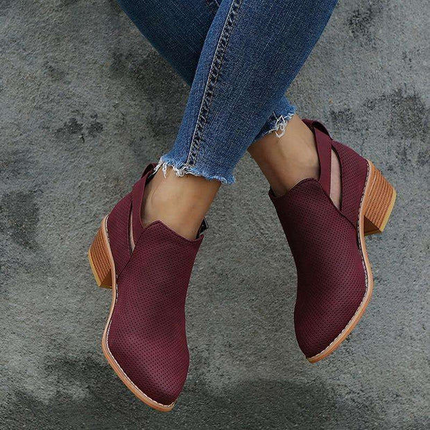 Casual Suede Leather Buckle Boots