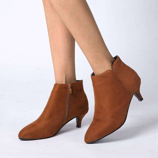 Fashion Ladies Suede Leather Zipper Boots