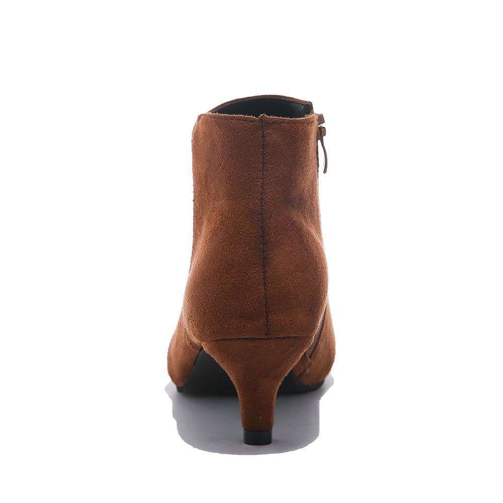 Fashion Ladies Suede Leather Zipper Boots