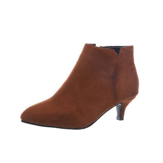 Fashion Ladies Suede Leather Zipper Boots