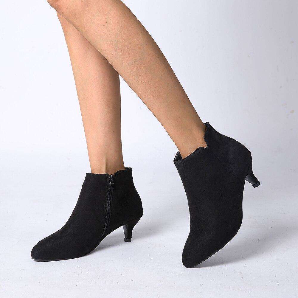 Fashion Ladies Suede Leather Zipper Boots