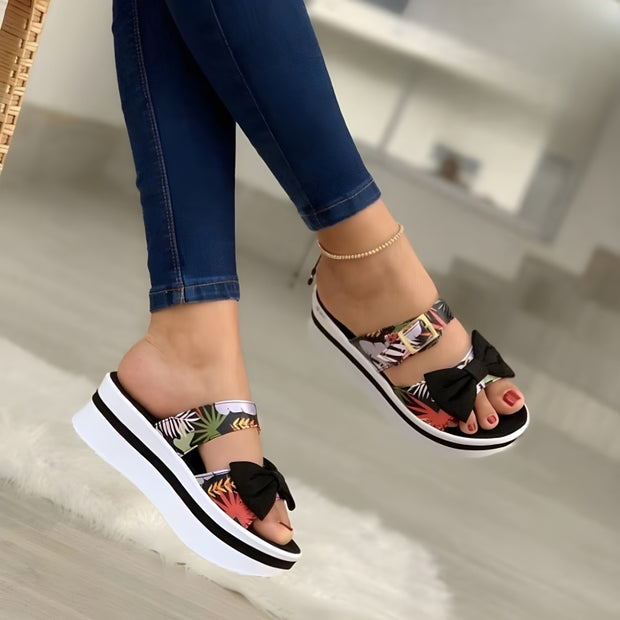 Women Fashion Bow Flats Platforms