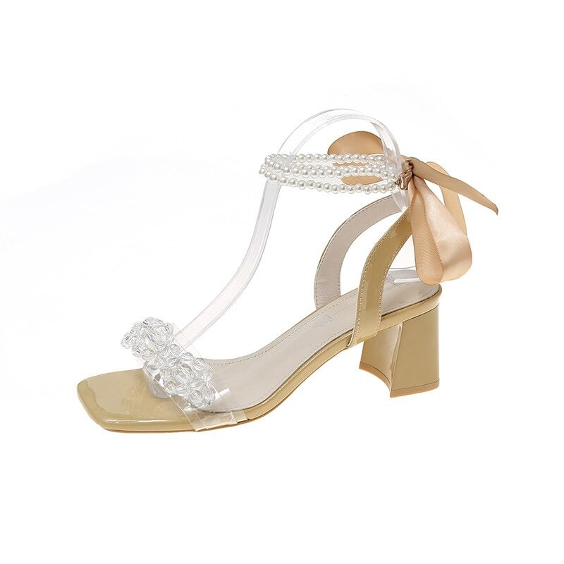 Silk Bow Transparent High Heels